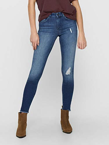 Only Nos Onlblush Mid Ank Raw Jeans Rea2077 Noos, Vaqueros Skinny para Mujer, Azul (Medium Blue Denim), W42/L30 (Talla del fabricante: X-Large)