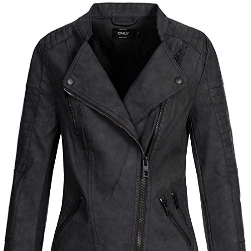 ONLY Onlava Pu Biker Otw Noos - Chaqueta para mujer, color negro, talla 34