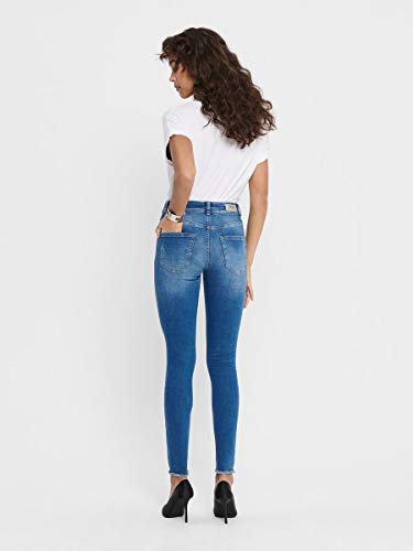 Only Onlblush Life Midsk Ankraw Rea12187 Vaqueros, Denim Azul Medio, 30W / 34L para Mujer