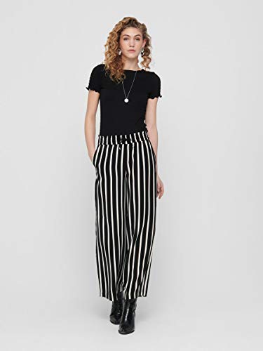 Only Onlpiper-ANN MW Wide Pant CC TLR Pantalón, Negro, 38/32 para Mujer