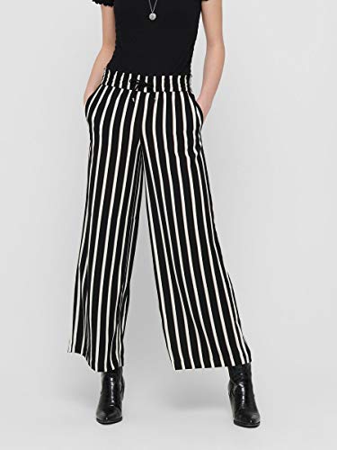 Only Onlpiper-ANN MW Wide Pant CC TLR Pantalón, Negro, 38/32 para Mujer