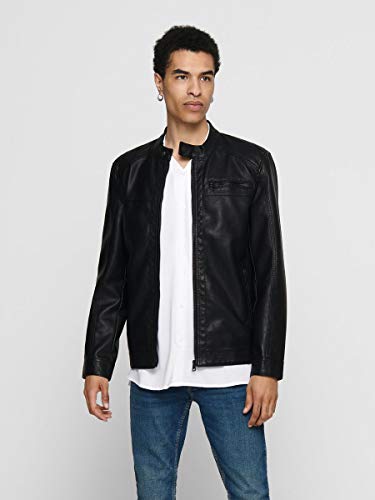 Only & Sons Onsal PU Noos Otw Chaqueta, Negro (Black), Small para Hombre