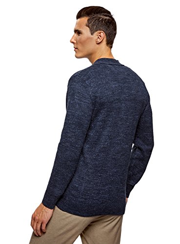 oodji Ultra Hombre Chaqueta con Botones y Bolsillos de Parche, Azul, ES 46-48 / S