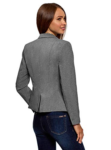 oodji Ultra Mujer Chaqueta Básica Ajustada, Gris, ES 34 / XXS