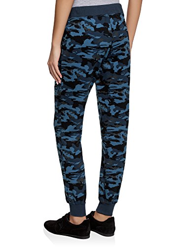 oodji Ultra Mujer Pantalones de Punto con Cordones, Azul, S