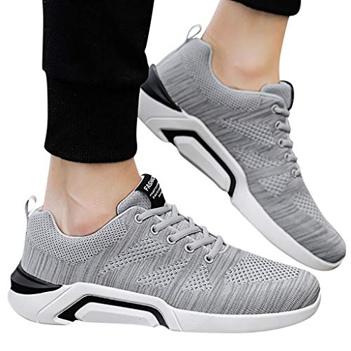 OPAKY Zapatos de Seguridad para Hombre con Puntera de Acero Calzado de Industrial y Deportiva Zapatos Voladores de Malla Tejida Zapatos Casuales con Cordones Zapatos Deportivos