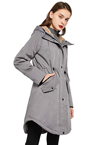 Orolay Abrigo Parka con Forro Polar Sherpa Cálido para Mujer Chaqueta Acolchada de Invierno para Exteriores Longitud Media