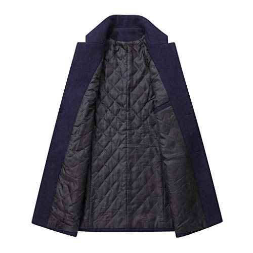 Overdose Abrigo Gris Hombre Trenca Elegante De Algodón Cuello Alto Abrigo Hombre Largo Lana Manga Larga Simple Color Liso Básico Chaqueta Invierno Hombre Ropa Vestir