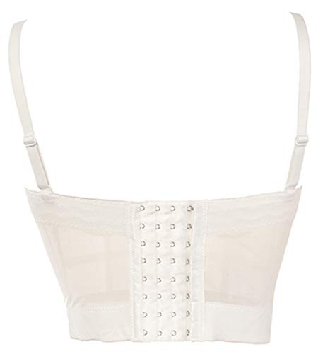 PANOZON Mujer Corset Bustier Top Copa Completa Push-up con Relleno Tops Correr Yoga Sujetador Deportivo (Medium, Blanco)