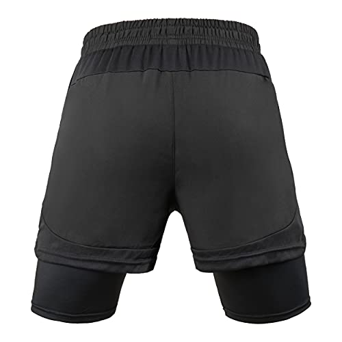 Pantalones Cortos Deportivos para Hombre con Bolsillos Verano Transpirable Shorts de Running de Doble Capa Secado Rápido Running Gimnasio Jogging Fitness Workout Training Shorts