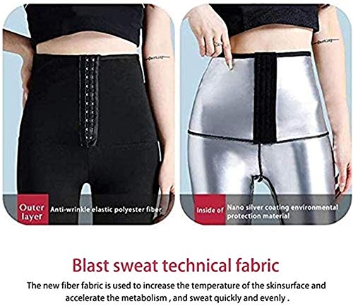 Pantalones de Pérdida de Peso Pantalones de Sauna, Pantalones Deportivos para Mujeres Quemagrasas de Cintura Alta Adelgazantes, Pantalones Cortos de Sauna con Adelgazamiento de Doble Botonadura