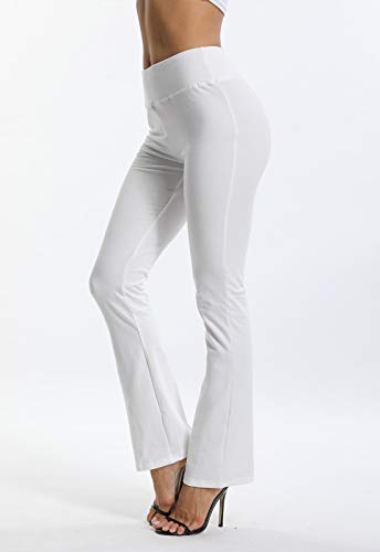 Pantalones De Yoga Sueltos Cintura Alta Mujer Pantalones Largos Deportivos Suaves y Cómodos Blanco Large