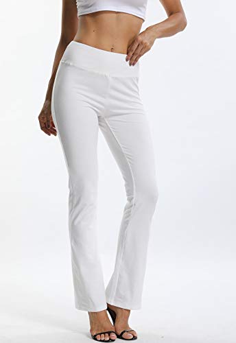 Pantalones De Yoga Sueltos Cintura Alta Mujer Pantalones Largos Deportivos Suaves y Cómodos Blanco Large