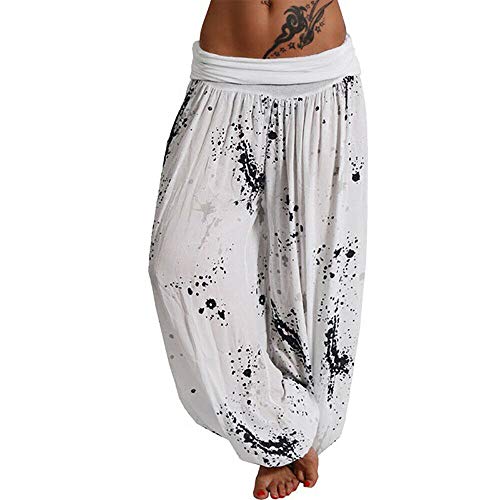 Pantalones Harem para Mujer, Pantalones con Cordones Impresos Digitalmente, Pantalones Anchos Sueltos, Pantalones Casuales De Mujer De Estilo Bohemio