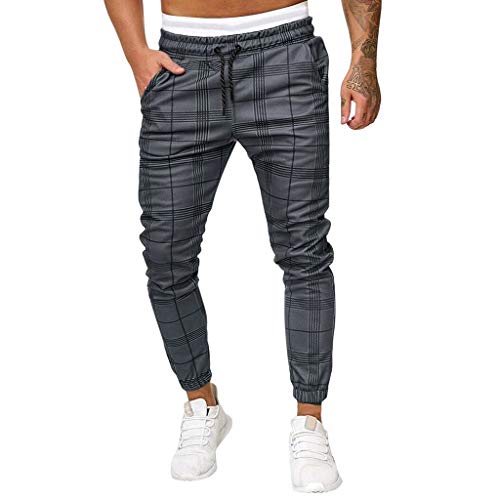 Pantalones Hombre Casuales Moda Impresión a Cuadros Deportivos Running Pants Jogging Pantalon Fitness Gym Slim Fit Pantalones Largos Ropa de Hombre Pantalones de Trekking vpass