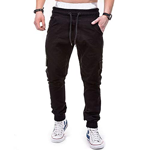 Pantalones Hombre Moda Casual Multi-Bolsillo Trabajo Corta Pantalones Pants Jogging Color sólido Deportivo Pantalon Fitness Chandal Elástica Transpirable Cómodo riou