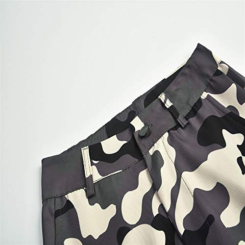 Pantalones Militares Mujer Cintura Alta Pantalon de Camuflaje de Chándal Hip Hop Punk Rock Casuales Tumblr Streetwear Sin cinturón Moda 2019 Yvelands(Caqui,L)