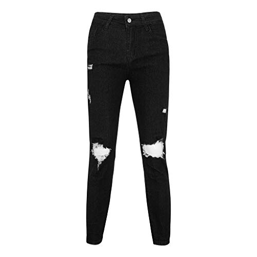 Pantalones Vaqueros Deportivos Hombres Rotos Pitillo Originales Slim Fit Skinny Pantalones Casuales Elasticos Agujero Pantalón Personalidad Slim fit Jeans con Cremallera Gusspower (S, Negro)