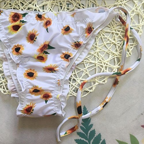 PAOLIAN Trajes de baño de Dos Piezas Bikini Sexy Mujer Verano 2018 Ropa de Playa Bañador Impreso Floral Tankinis Push up Braguita triángulo Ajustable Volantes Correa del Lazo (M, Blanco)