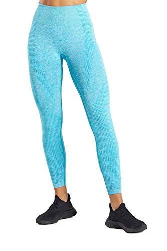 Pau1Hami1ton Talle Alto Sin Costura Leggins para Mujer Gimnasio Capri Mallas Pantalones de Yoga Niñas Fitness Leggings Deportivos GP-13(Lightblue,S)