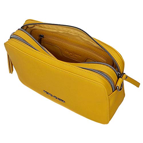 Pepe Jeans Eva Bandolera Dos Compartimentos Amarillo 25x18x6,5 cms Piel Sintética