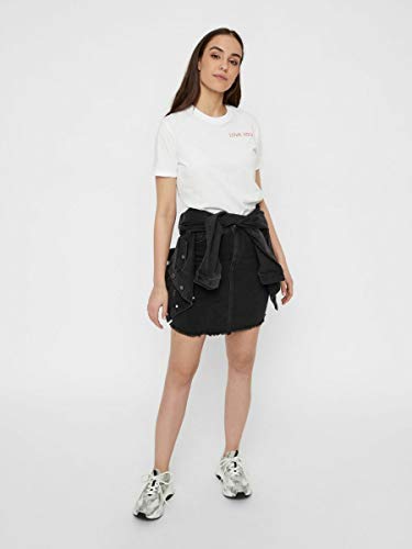 PIECES Pcaia MW Dnm Skirt Bl613-vi/noos Falda, Negro (Black Denim Black Denim), 40 (Talla del Fabricante: Medium) para Mujer