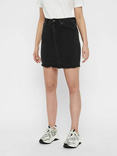 PIECES Pcaia MW Dnm Skirt Bl613-vi/noos Falda, Negro (Black Denim Black Denim), 40 (Talla del Fabricante: Medium) para Mujer