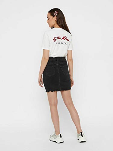 PIECES Pcaia MW Dnm Skirt Bl613-vi/noos Falda, Negro (Black Denim Black Denim), 42 (Talla del Fabricante: Large) para Mujer