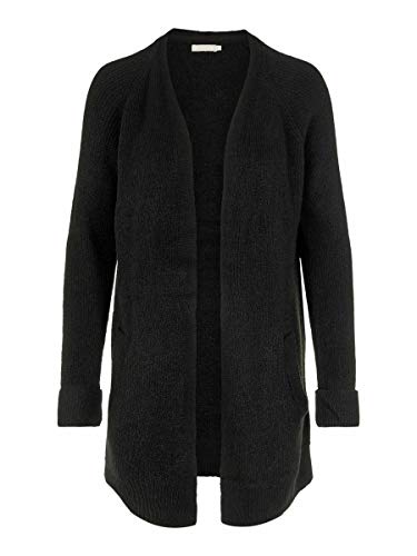 PIECES Pcellen LS Long Knit Cardigan Noos Chaqueta Punto, Negro (Black Black), Large para Mujer