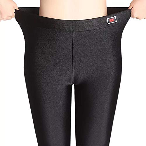 Pluto & Fox Leggings Pantalónes Térmico para Mujer De Brillo Suave Talla Grande con/Sin Forro Polar Elegible Elegante Super Elástica Tamaño L-4XL (Negro(con Forro Polar), 4XL)