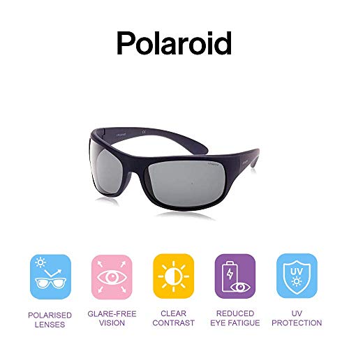 Polaroid 7886 - Gafas de sol rectangulares unisex, color azul (blu), talla 66