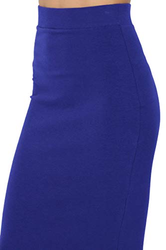 PrettyFashion la mujer Midi Falda Lápiz Damas Plain Jersey Bodycon Falda Tubo Plus Size 8 - 22 (08/10, Azul)