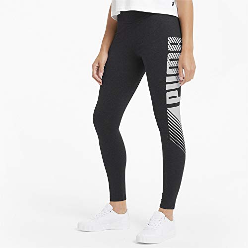 PUMA ESS Graphic Leggings Mallas Deporte, Mujer, Dark Gray Heather, XS