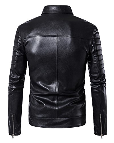 Quge Hombre Chaqueta Cuero de Imitación Delgado Chaqueta de Moto Chaquetas de Punk Negro XXXL