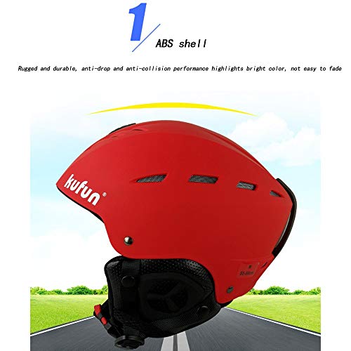 QYWSJ Casco de Esquí/Snowboard, Hombres, Mujeres, Monopatín, Motos de Nieve, Forro Polar a Prueba de Viento, Ventilación de Esfera Ajustable con 16 Respiraderos (M, L)