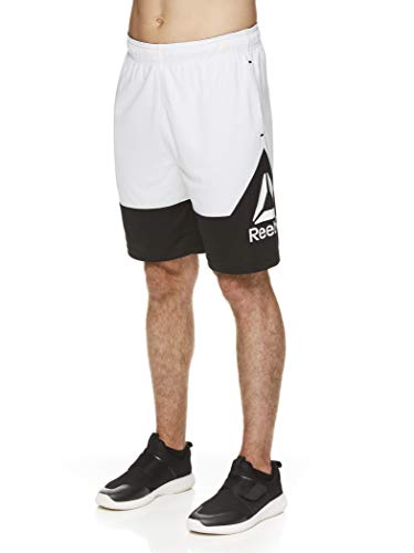 Reebok Men's Gym Shorts - Athletic Running & Lightweight Workout Short w/Pockets - Break Training Stark White, Large