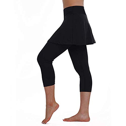 RISTHY Leggins para Damas Vestidos Falda Deportivos Pantalones 3/4 Largos Yoga Ejercicio Gimnasio Pantalón de Deportes Correr Entrenamiento Fitness Transpirables Cintura Alta Push Up