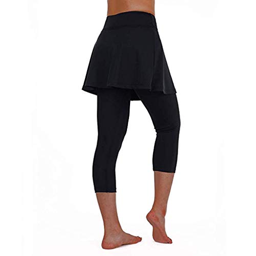 RISTHY Leggins para Damas Vestidos Falda Deportivos Pantalones 3/4 Largos Yoga Ejercicio Gimnasio Pantalón de Deportes Correr Entrenamiento Fitness Transpirables Cintura Alta Push Up