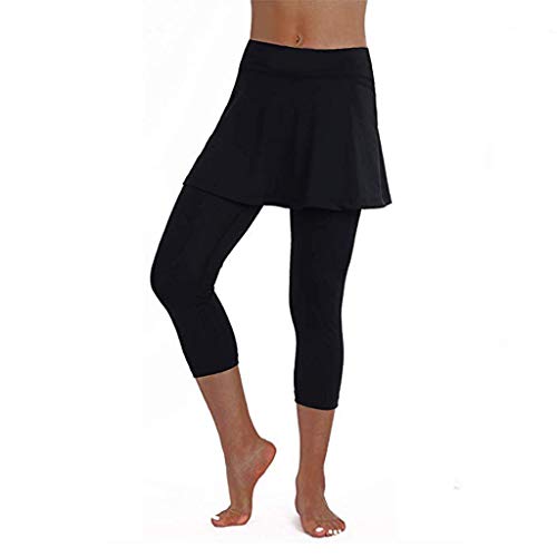 RISTHY Leggins para Damas Vestidos Falda Deportivos Pantalones 3/4 Largos Yoga Ejercicio Gimnasio Pantalón de Deportes Correr Entrenamiento Fitness Transpirables Cintura Alta Push Up