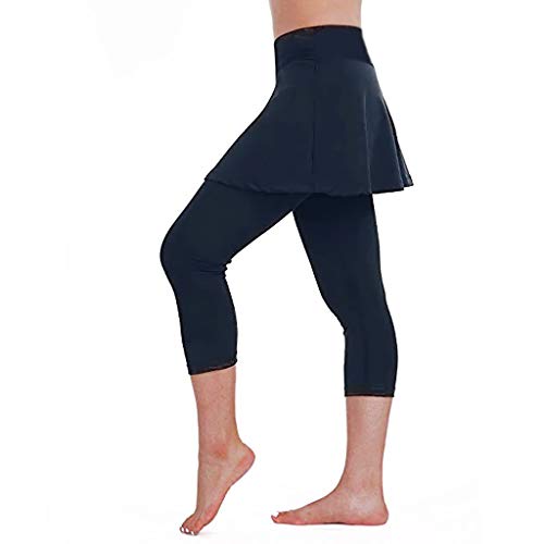 RISTHY Leggins para Damas Vestidos Falda Deportivos Pantalones 3/4 Largos Yoga Ejercicio Gimnasio Pantalón de Deportes Correr Entrenamiento Fitness Transpirables Cintura Alta Push Up