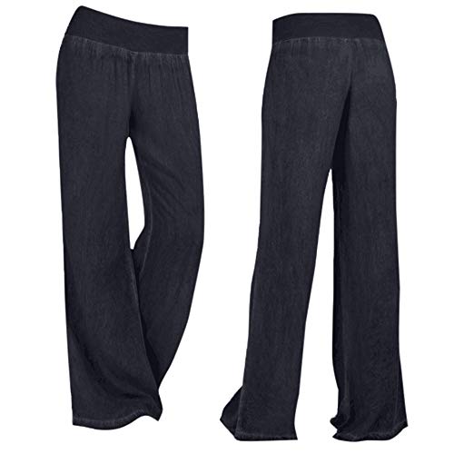 RISTHY Mujer Pantalones Acampanados Vaqueros Pantalones Anchos de Piernas Anchas Sólido Cintura Alta Jeans de Mujer Casual Pantalones de Verano Otoño