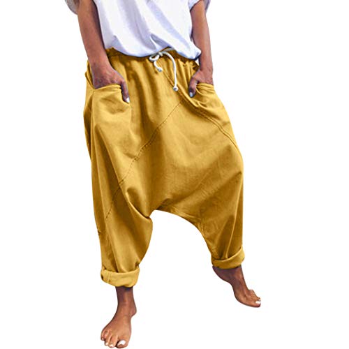 RISTHY Pantalones Anchos Mujer, Pantalones Tallas Grandes Baggy Aladin Bombacho Pantalones Casuales Flojos de Hip Hop Holgados Pantalones Deportivos Casual para Mujeres y Hombres