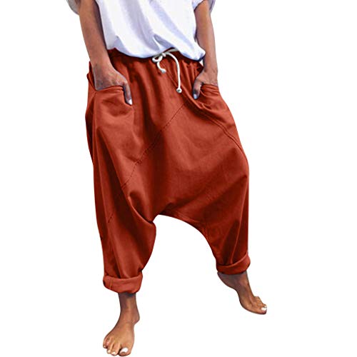 RISTHY Pantalones Anchos Mujer, Pantalones Tallas Grandes Baggy Aladin Bombacho Pantalones Casuales Flojos de Hip Hop Holgados Pantalones Deportivos Casual para Mujeres y Hombres