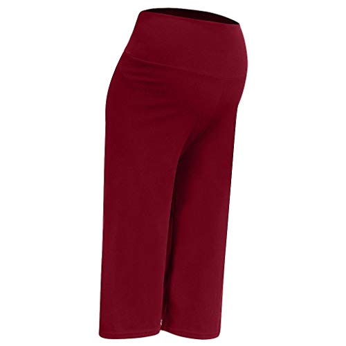 RISTHY Pantalones Largos Premamá 3/4 Pantalones de Yoga Leggings Pantalón Anchos de Piernas Anchas Pijamas Push Up Elástico para Barriga Mujer Embarazada Maternidad