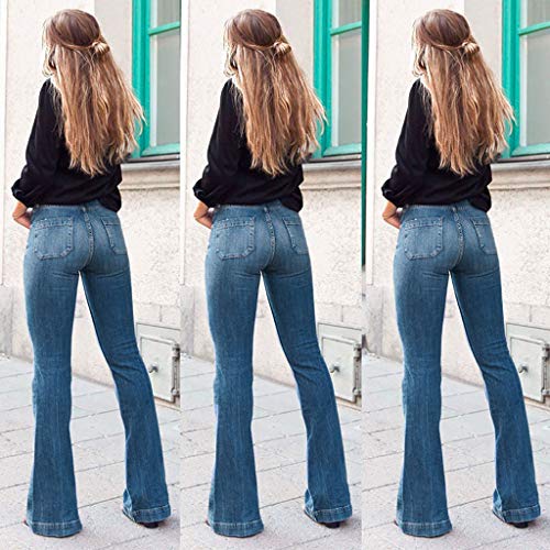 RISTHY Pantalones Vaqueros Acampanados Mujeres Jeans Pantalones Lápiz Largos Pantalones de Campana Elástico con Bolsillos Bootcut Pantalones Elegante