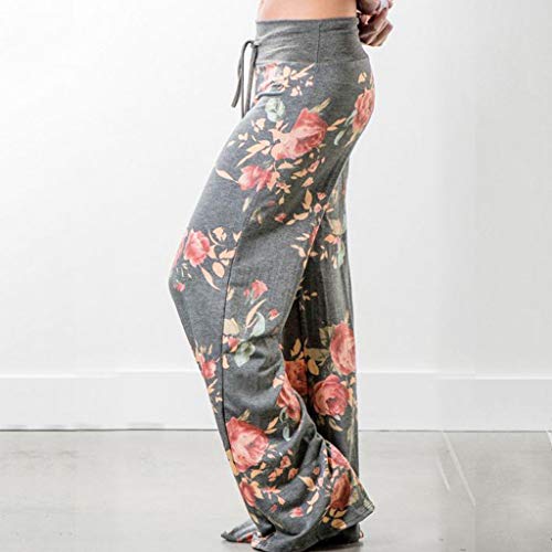 RISTHY Yoga Pantalones Mujer, Pantalones Anchos Pantalón Palazzo de Piernas Anchas con Estampado Pantalones Acampanados Casual Estampado Floral Baggy Pantalones Cintura Alta