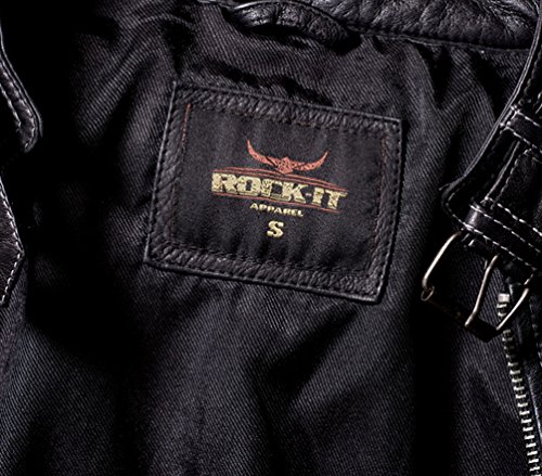 ROCK-IT Apparel® Chaqueta de Cuero para Damas Biker Dark Micha Chaqueta de transición Hecha de Genuino Cordero de Cuero Nappa Chaqueta para Damas Chaqueta de Cuero Real Color Negro M