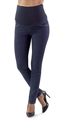 Roma Basic - Jeans Ajustados de Maternidad, Tela Elástica y Banda de Jersey Suave, Ideales para su Embarazo - Made in Italy (36, Denim)