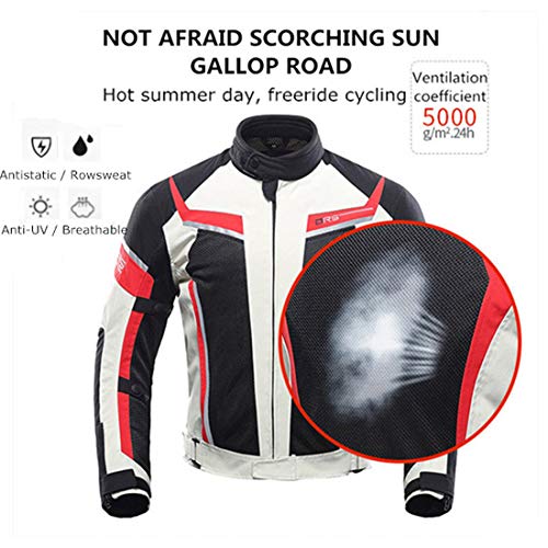 Ropa Para Montar En Moto, Trajes De Carreras De Motos Anticaídas Transpirables De Malla De Verano, Ropa Para Parejas Masculinas Y Femeninas (White,L)