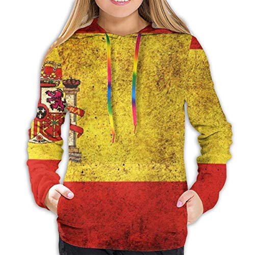 RROOT - Sudadera con Capucha para Mujer, diseño de Hip-Hop Bandera de España Vintage XXL